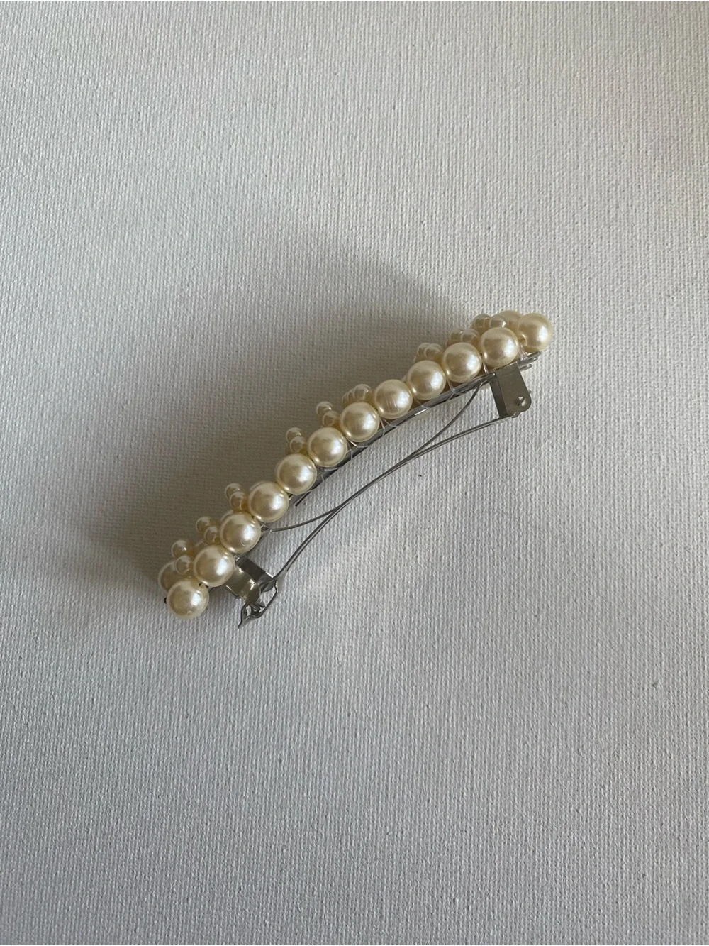 Vintage Faux Pearl Hair Barrette Wedding Classic Ponytail Clip